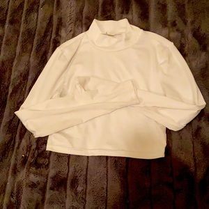 Shein girls 12-13 white long sleeve turtle neck crop shirt